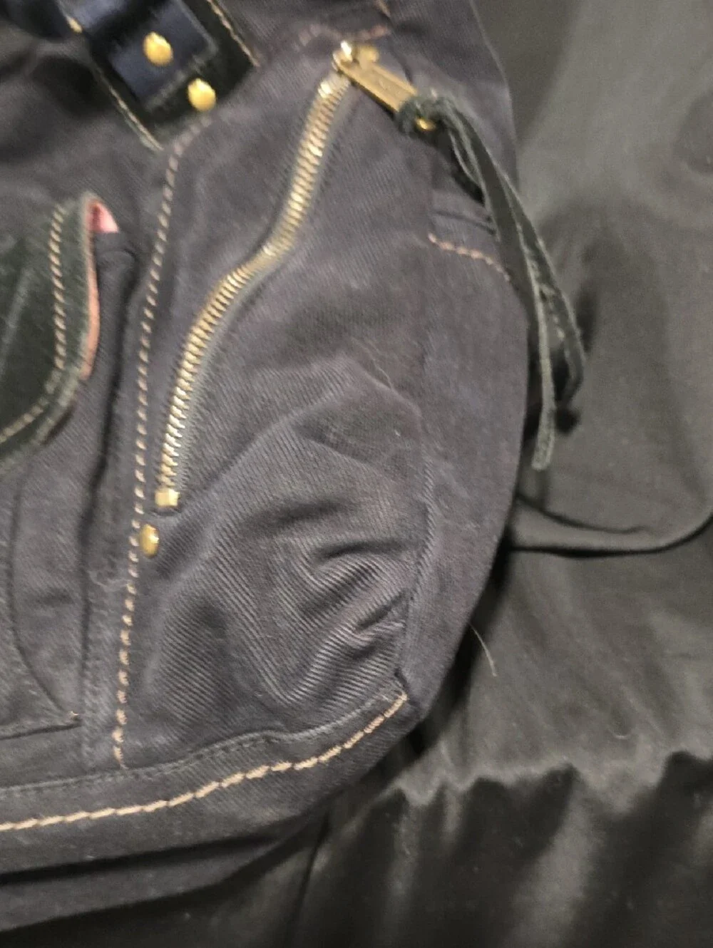 Fossil Black Canvas Hobo Bag with Gold Hardware